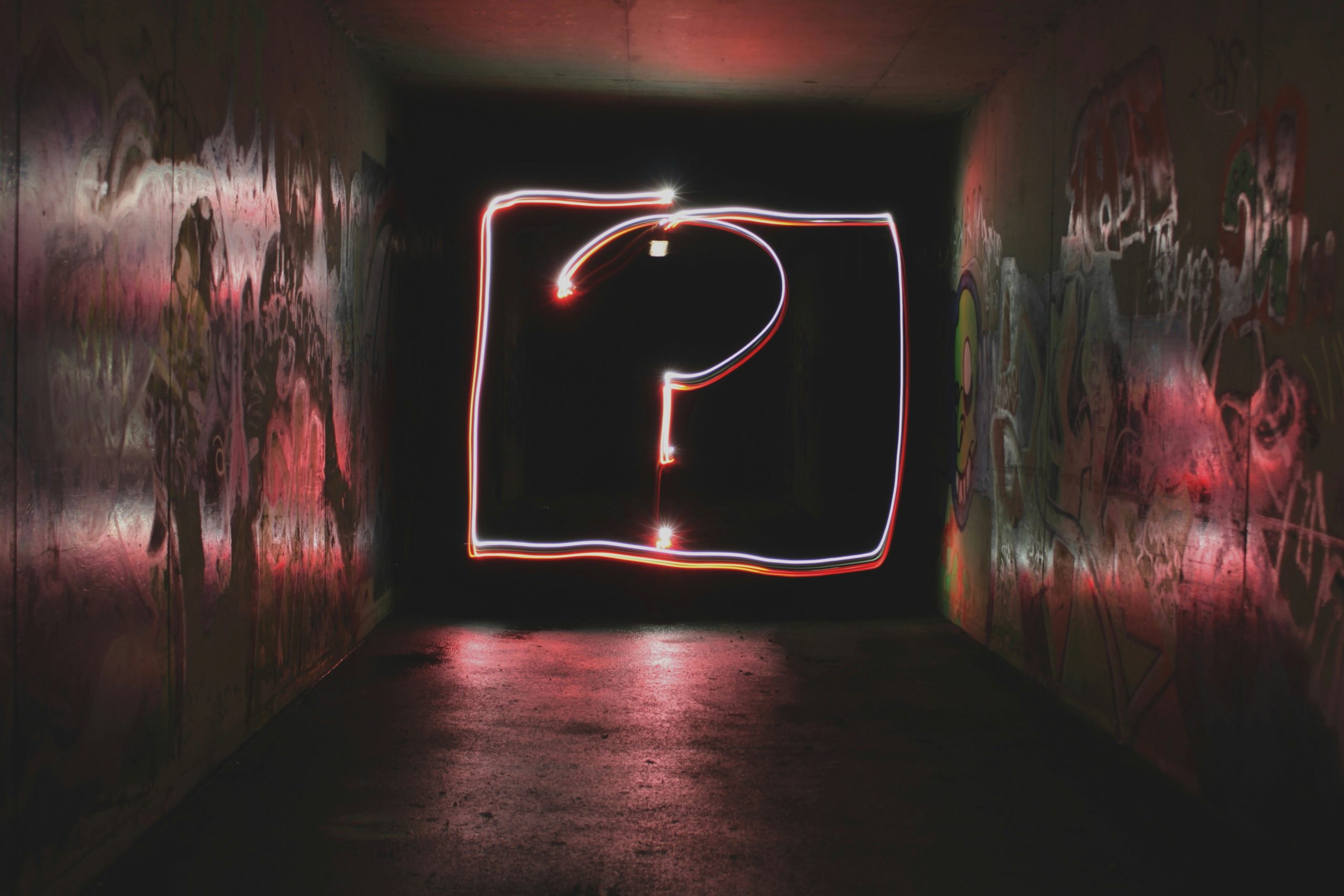 Question mark made of light