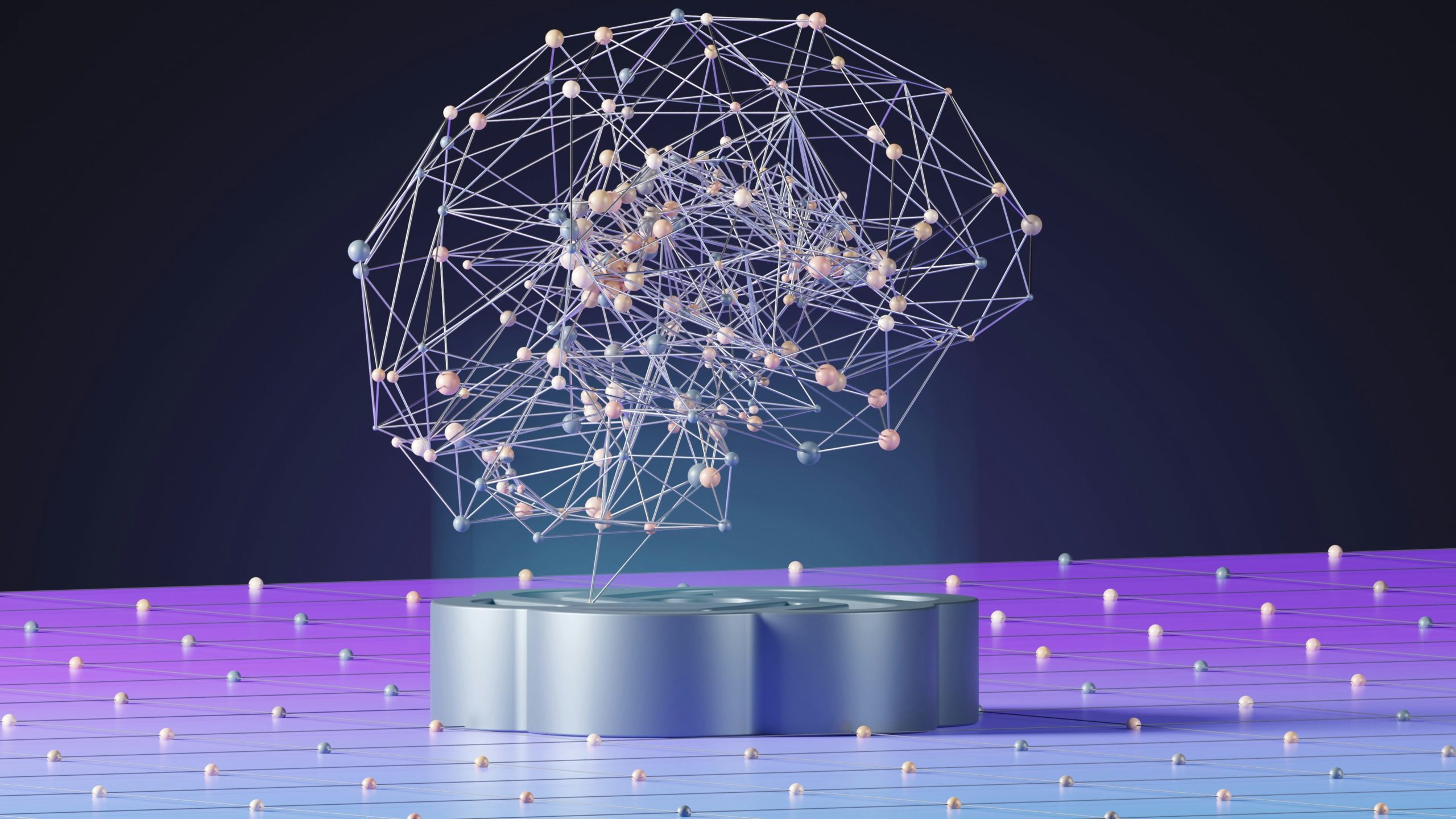 data points floating in the air to create the image of a brain