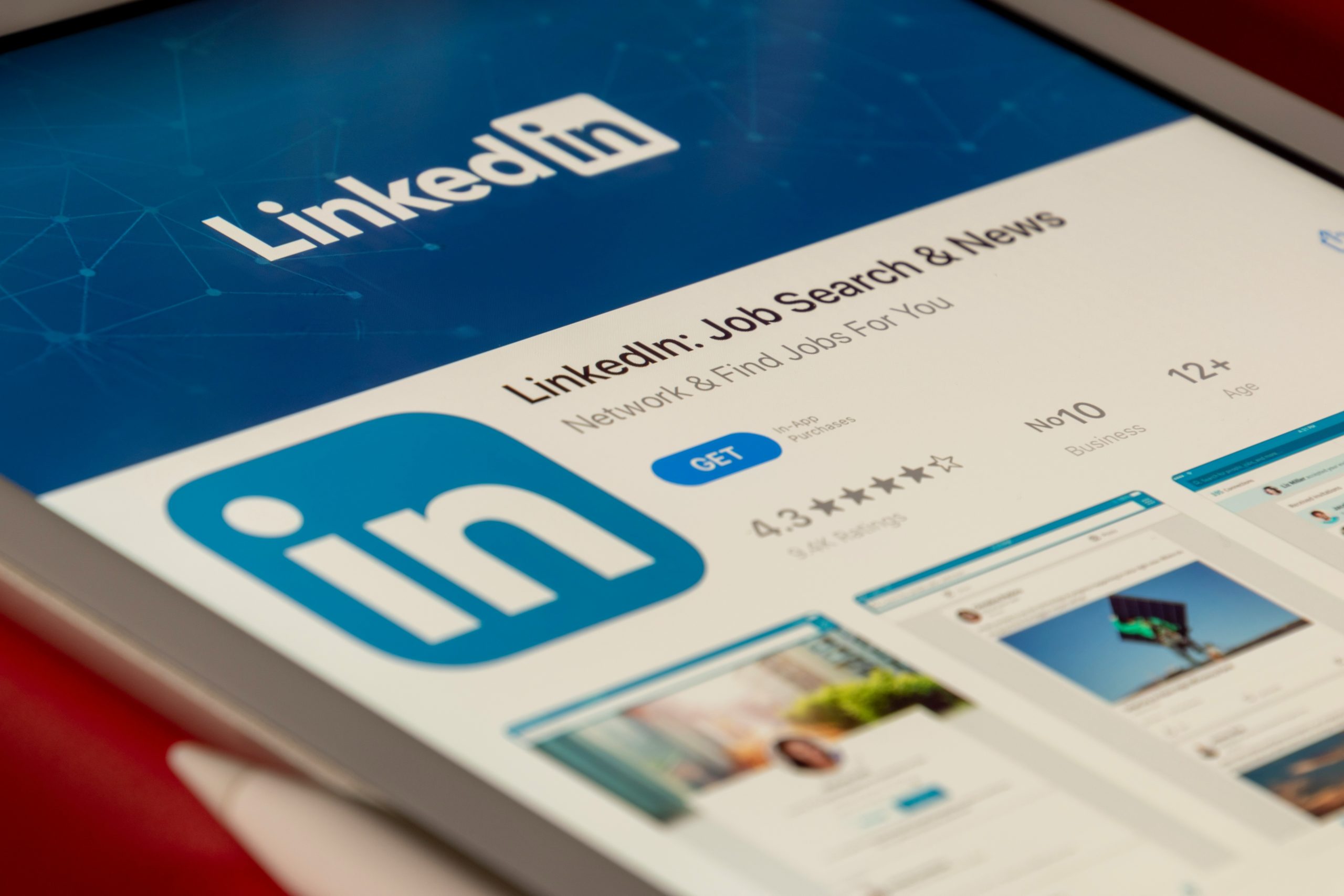 A LinkedIn app page on a phone.