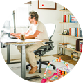 man sitting on a desk